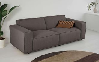 HOME AFFAIRE 3-Sitzer »Avelin, 228 cm, Chenille, Struktur-Boucle« mit Wellenunterfederung, Kedernaht, bodentief, Skandi-Design