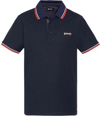 Schott NYC Polo Shirt - Heren - Polos - Blauw - S - Katoen - Tops
