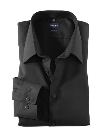 Olymp Businesshemd OLYMP Level Five body fit, Herren, Gr. 36, N-Gr, schwarz, Web, Obermaterial: 97% Baumwolle, 3% Elastolefin, Hemden Businesshemd