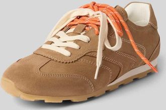 Marc O'Polo Low Top Sneaker aus Veloursleder-Mix Modell FABIANA 4B in Sand, Gr&ouml;&szlig;e 36