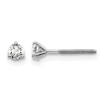 Diamond2Deal 14k White Gold 1/5 ct Round Lab Grown Diamond Stud Earrings Screw Back VS Clarity, D-E Color