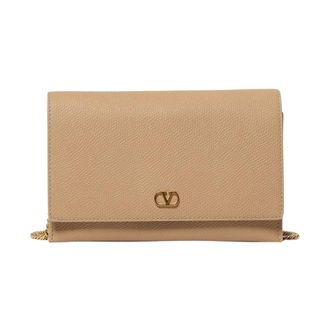 Valentino Garavani Cross Body Bags, female, Beige, Size: ONE SIZE Flap Wallet on Chain