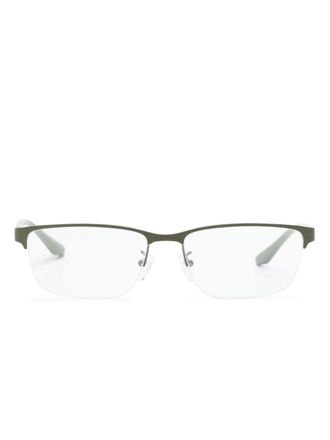 Emporio Armani logo-plaque rectangle-frame glasses - Green
