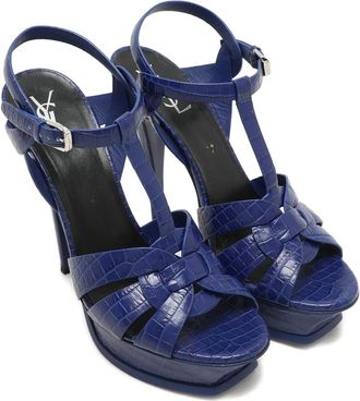 Saint Laurent Sandali goffrati Tribute - Blu