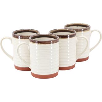 Gibson Home Terra Bella 4 Piece 18.5 Ounce Terracota Mug Set in White at Nordstrom