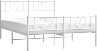 vidaXL Metal Bed Frame without Mattress with Footboard White 120x200cm vidaXL