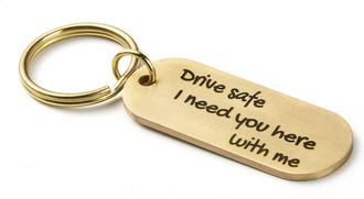 Caramel Personalized Free Custom Engraved Business Gift Mans Plate Solid Brass Copper Keychain - Rings