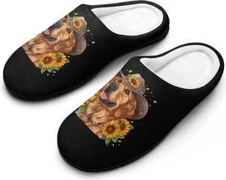Generic Retriever Dog Sunflower Mens Slippers Comfortable And Non-slip Cotton Slipper Shoe for House