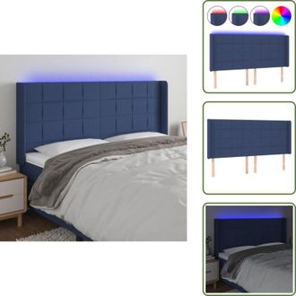 vidaXL The Living Store Testiera a LED Blu 183x16x118/128 cm in Tessuto - Testiera da letto