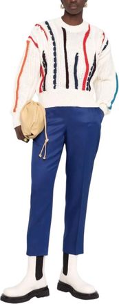 Ferragamo Straight Leg Silk Trousers In Blue