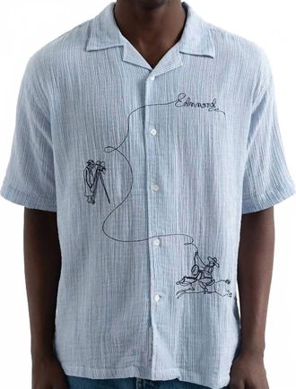 Edmmond Studios Western Short Sleeve Shirt In Blue