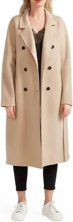 Belle & Bloom Boss Girl Double Breasted Wool Blend Coat in Pale Oat at Nordstrom, Size Medium