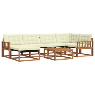 vidaXL Conjunto De Sof&aacute;s De Exterior Con Coj&iacute;n 19 Pcs Natural Y Crema Vidaxl
