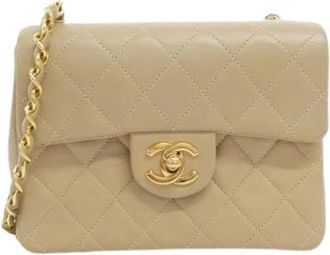 Chanel Pre-owned Lambskin Shoulder Bag - Dames - Vintage Mini Tas - Beige - ONE Size - Leer - Vintage