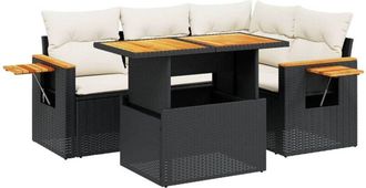 vidaXL Vidaxl - Set De Muebles De Jard&iacute;n 5 Pzas Y Cojines Rat&aacute;n Sint&eacute;tico Negro