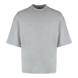 Palm Angels T-Shirts, male, Gray, XL, Crew Neck T-Shirt