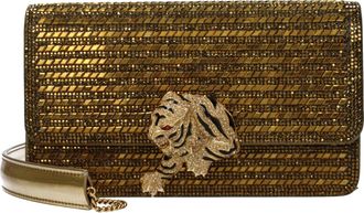 Roberto Cavalli Damens Goldene Lederclutch
