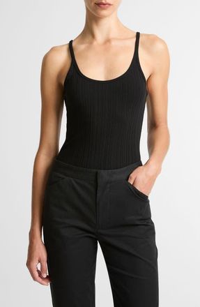 Vince Variegated Rib Tank in Black at Nordstrom, Size Xx-Small