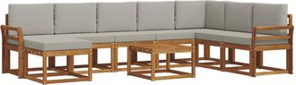 vidaXL Conjunto De Sof&aacute;s De Exterior 9 Uds. Gris Natural Y Claro Vidaxl