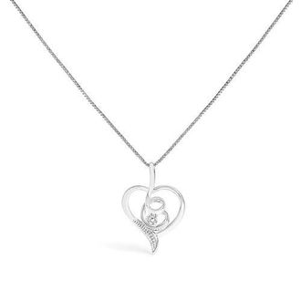 House of Brilliance 10K White Gold.03 Cttw Diamond-Accented Diamond Swirl Open Heart Pendant Necklace at Nordstrom