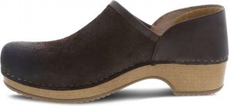 Dansko Womens Brenna Burnished Suede Clog In Chocolate