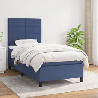 vidaXL Vidaxl - Cama Box Spring Con Colch&oacute;n Tela Azul 90x190 Cm