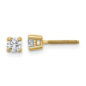 Diamond2Deal 14k Gold 1/3 ct Round Lab Grown Diamond Stud Earrings Screw Back VS Clarity, D-E Color