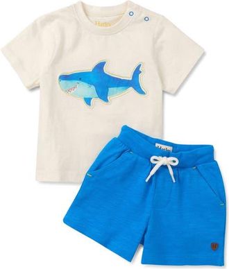 Hatley Kids Happy Shark T-Shirt & Shorts Set in Cami Lace at Nordstrom, Size 12-18M