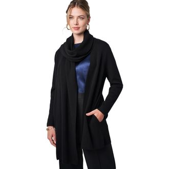 Jessica London Wrap Scarf Coatigan in Black at Nordstrom, Size 24