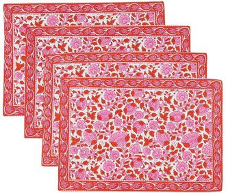 Tiramisu Crimson Infusion Block Print Cotton Placemats
