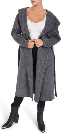 Belle & Bloom Arcadia Oversize Hooded Wool Blend Coat in Black/White at Nordstrom Rack, Size X-Small