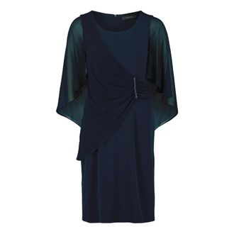 Vera Mont Cocktail Midi-jurk met Volantmouwen - Dames - Feestkleedjes - Blauw - L - Polyester - Kleedjes