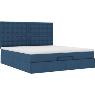 vidaXL Estructura De Cama Otomana Con Colch&oacute;n Tela Azul 180x200cm Vidaxl