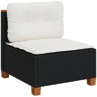 vidaXL Vidaxl - Sof&aacute; De Jard&iacute;n Sin Reposabrazos Con Cojines Rat&aacute;n Pe Negro