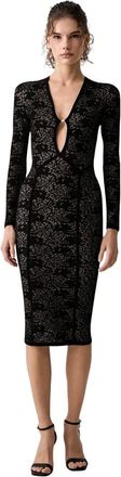 Elisabetta Franchi Abito Midi a Maniche Lunghe - - Dresses - Donna - Nero - XS