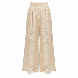 Dolce & Gabbana Wijde Broek - Dames - Broeken - Beige - Maat: 2XS Katoen