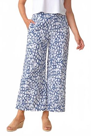 Habitat Linen Circle Easy Flood Pant In White/blue