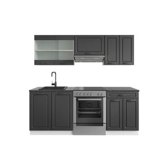 Vicco Mueble De Cocina R-line, Antracita Casa De Campo/blanco, 200 Cm, Et Antracita