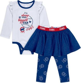 WEAR by Erin Andrews Girls Newborn & Infant WEAR by Erin Andrews Chicago Cubs Three-Piece Tutu Set in White at Nordstrom, Size 0-3M