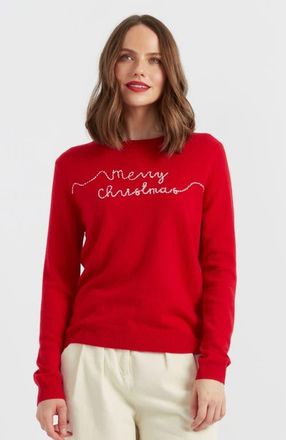 Chinti and Parker Wool-Cashmere Merry Christmas Sweater in Red at Nordstrom, Size X-Large