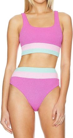Beach Riot Mackenzie Bikini Top In Blossom Colorblock Scrunch