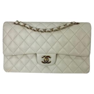 Chanel Pre-owned Caviar Quilted Medium Double Flap Shoulder Bag - Dames - Pre-owned - Wit - Maat: ONE Size Leer