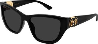 Gucci GG2122S 001 Womens Sunglasses Black Size 56 - Free RX Lenses - Free RX Lenses