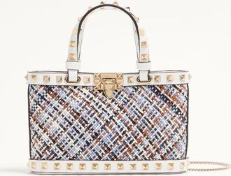Valentino Garavani Valentino Garavani Rockstud Mini Shopping Bag In Woven Fabric. Wo