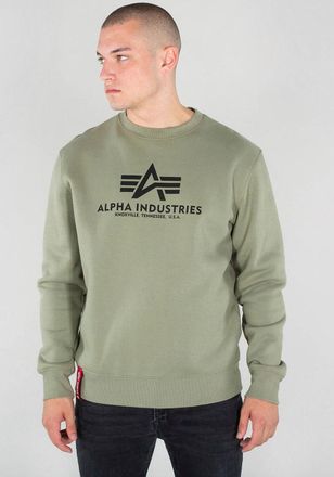 Alpha Industries Sweatshirt ALPHA INDUSTRIES Basic Sweater, Herren, Gr. 3XL, gr&uuml;n (olive), angeraute Sweatware, Obermaterial: 80% Baumwolle, 20% Polyester, bedruckt, n