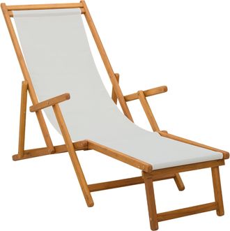 vidaXL Tumbona Plegable 3 Posici&oacute;n Madera De Eucalipto Maciza Crema Vidaxl