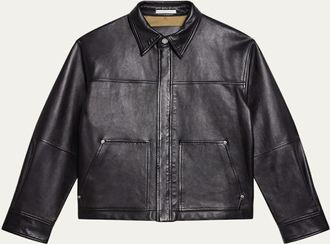 Helmut Lang Mens Bonded Leather Snap-Front Jacket
