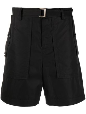 sacai drop-crotch cotton shorts - Black