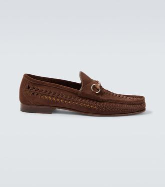 Gucci Bamboo Horsebit woven suede loafers