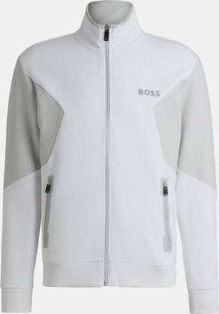 HUGO BOSS Heren Boss Skaz 1 sweatshirt met ritssluiting van katoenmix in wit